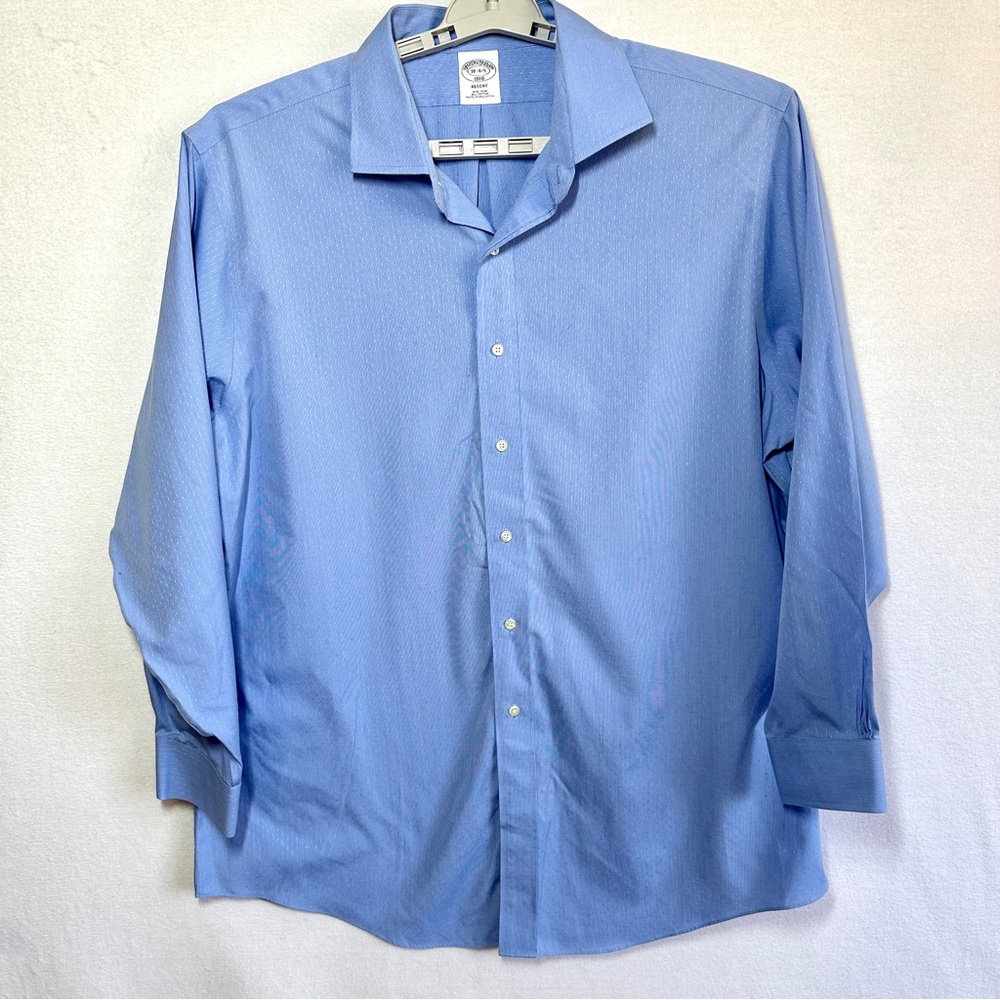 Brooks Brothers 1818 Regent Dress Shirt 18-4/5 Blue Long Sleeve Texture Non Iron